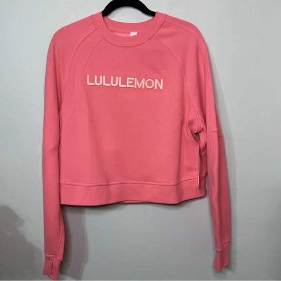 Lululemon Wordmark Scuba Oversized Fleece Pullover Sweatshirt Sakura Pink ML NWT - Picture 5 of 9